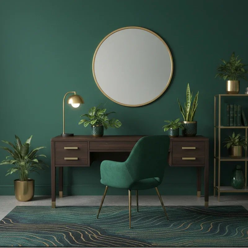 Dark Green Home Office Ideas