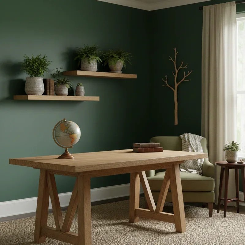 Dark Green Home Office Ideas