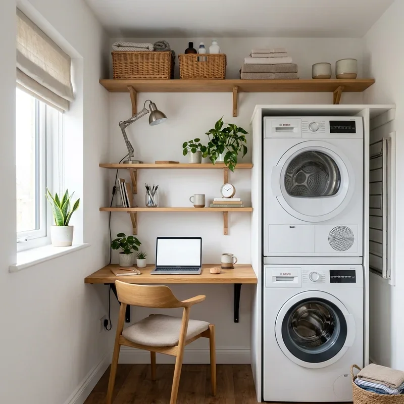 Small Laundry Room Office Combo Ideas