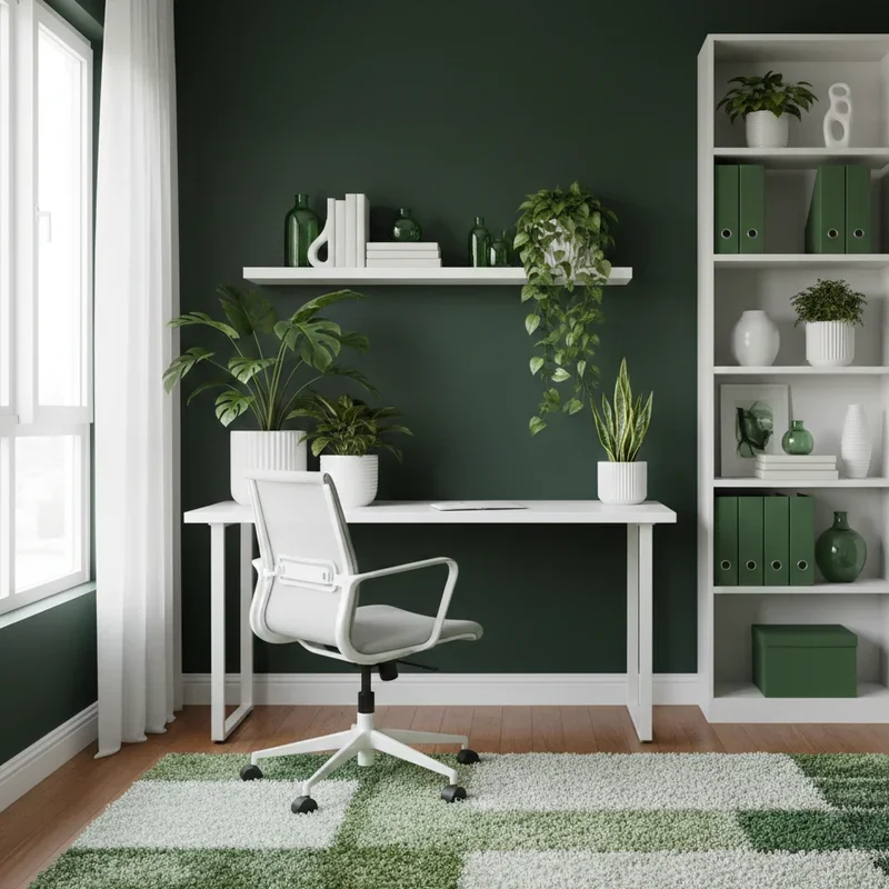 Dark Green Home Office Ideas