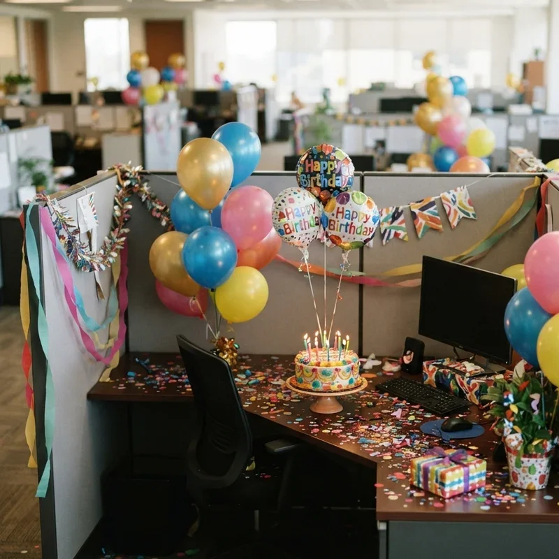 Office Cubicle Birthday Decoration Ideas