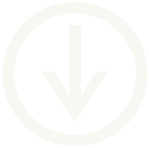 Läpipainattu nuoli osoittaa alaspäin ja on ympärillä valkoinen ympyrä