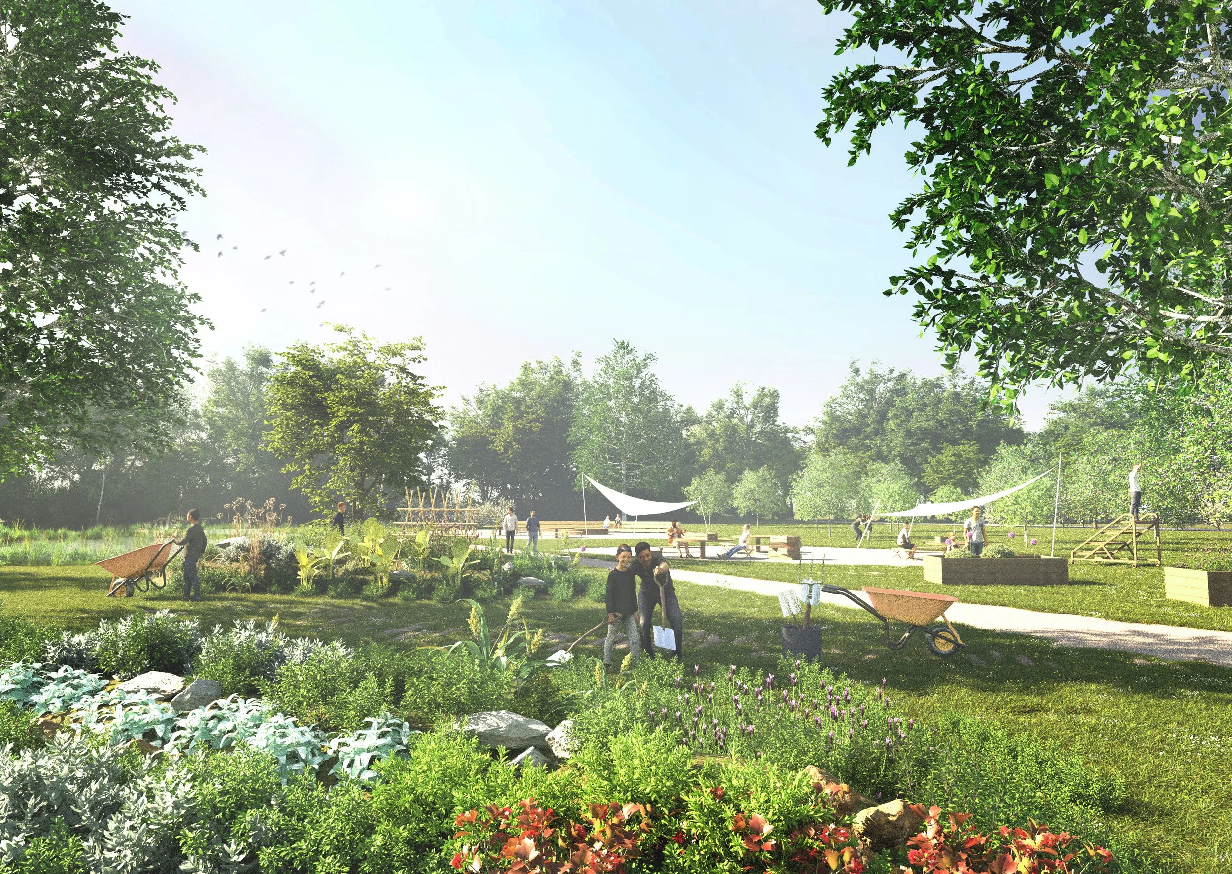 Experimental garden landscape within the Green Corridor Jüchen project.