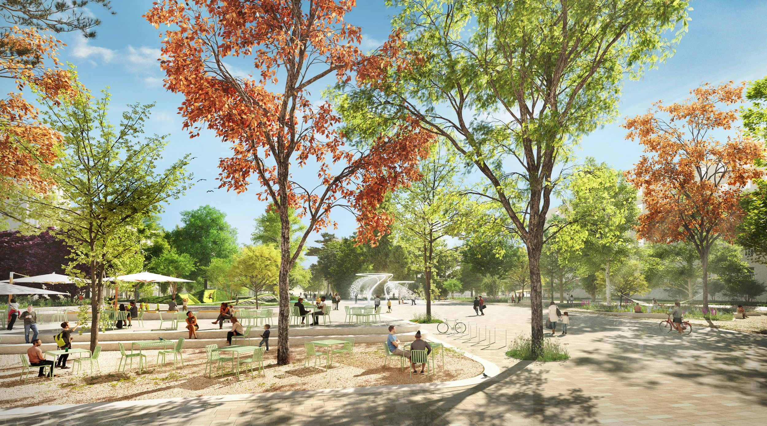 Landscape visualization of the Pankow Promenade public space.