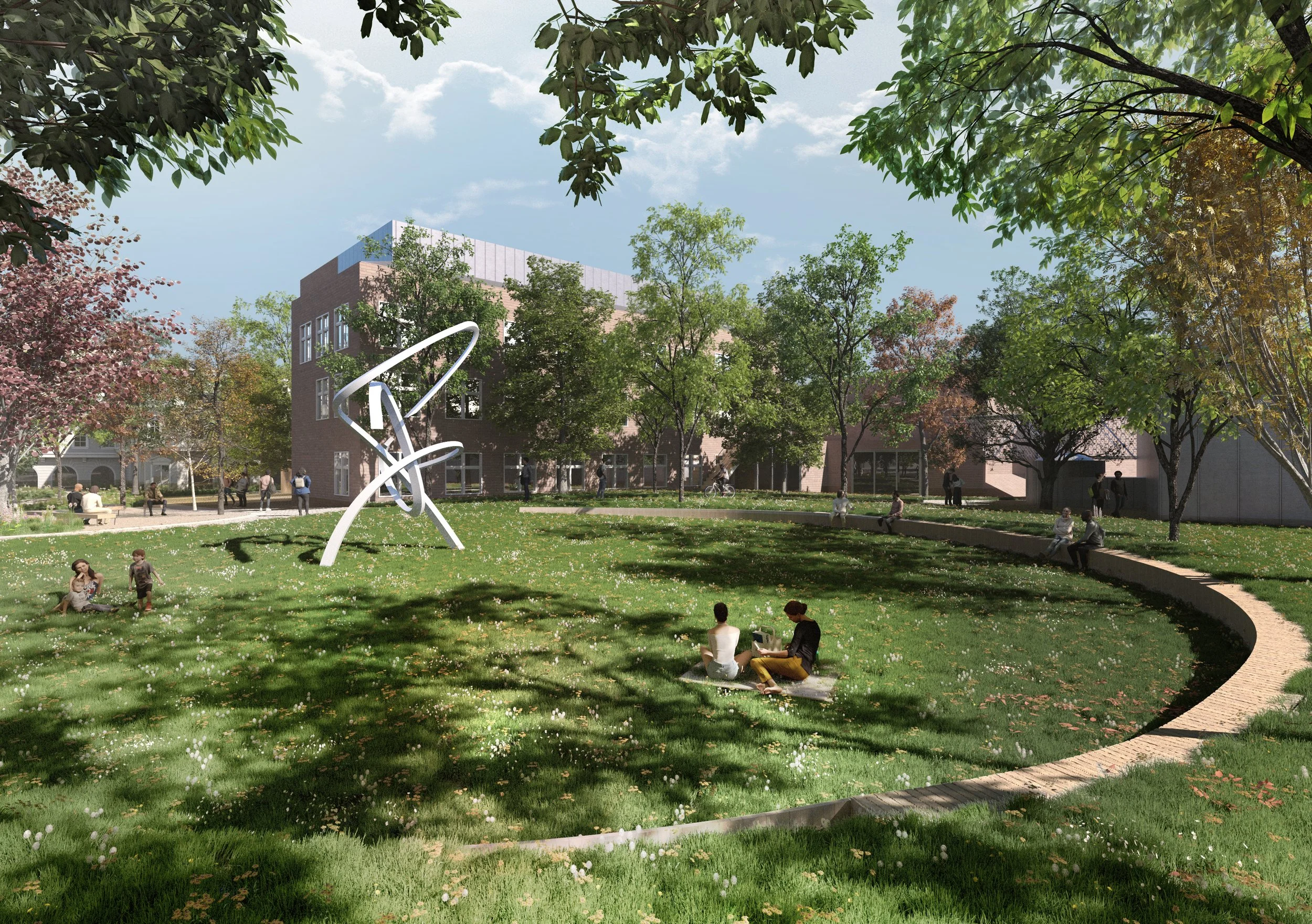 Park outside Museum Abteiberg, featuring a sunken circular lawn.