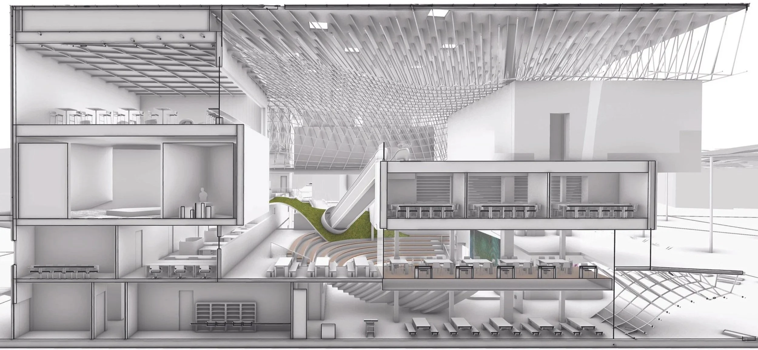 Sectional diagram of the EXPO 2020 German Pavilion.