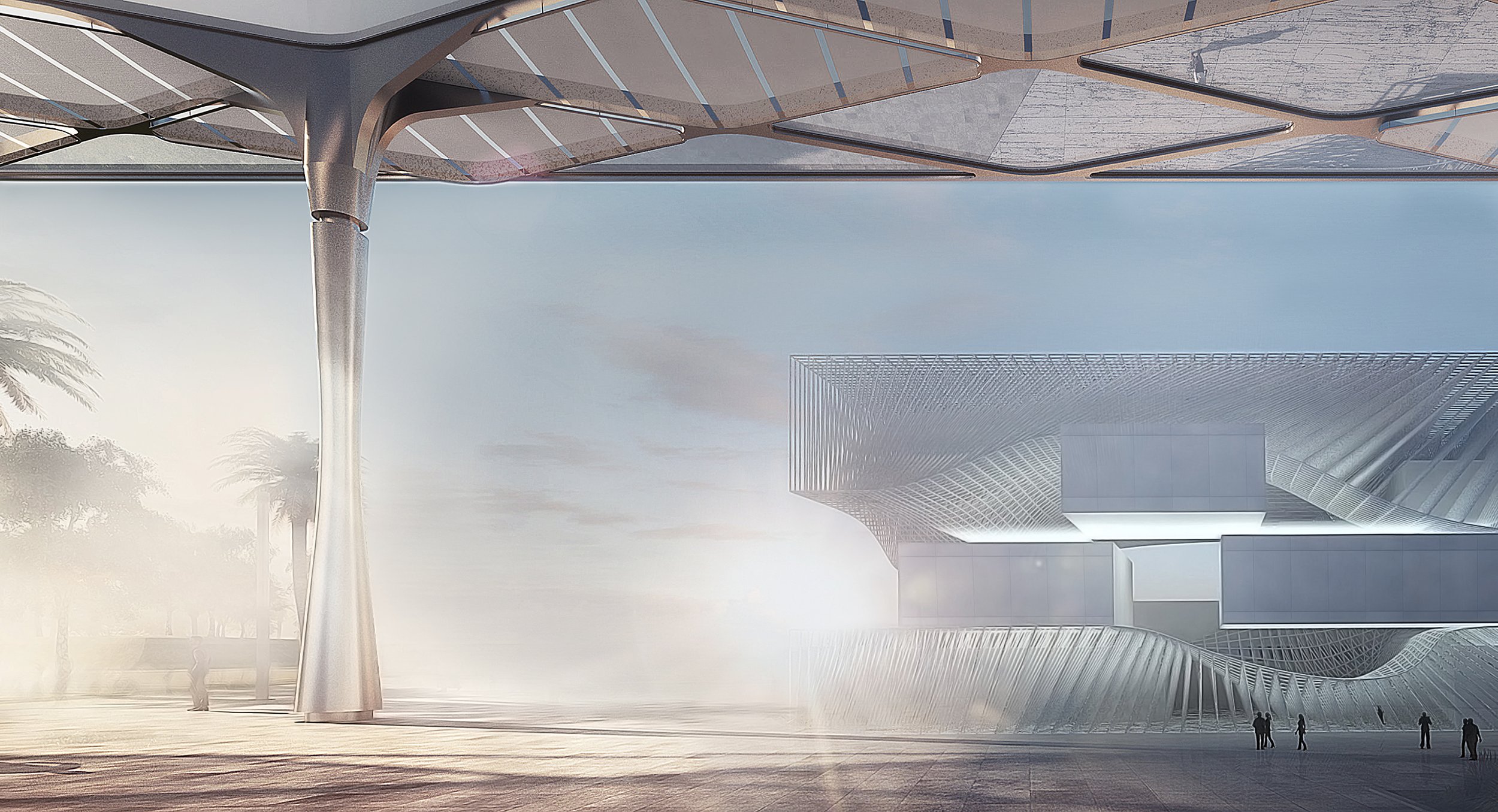 Frontal view of the EXPO 2020 German Pavilion.