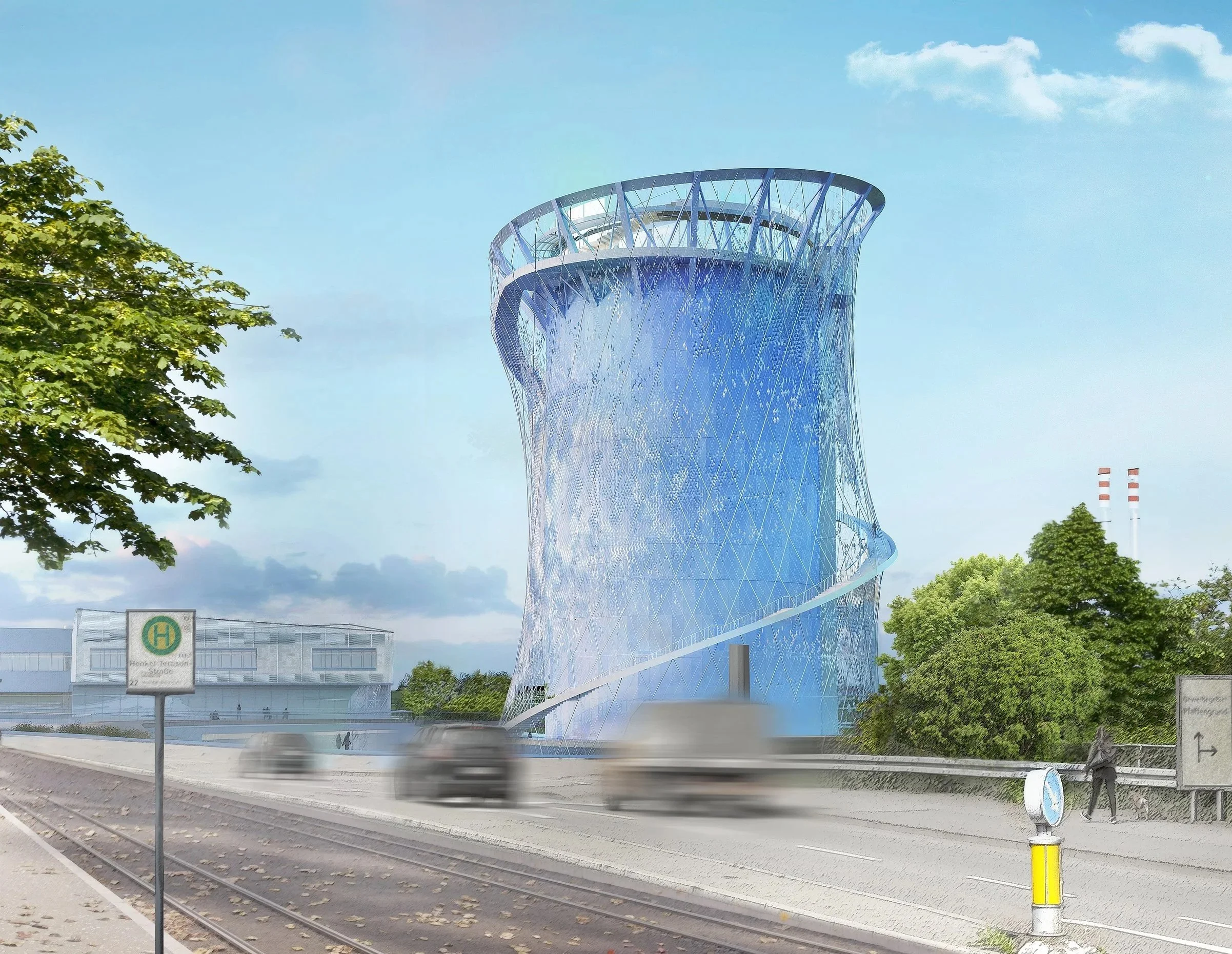 Street-level view of the Heidelberg Energy Tower.