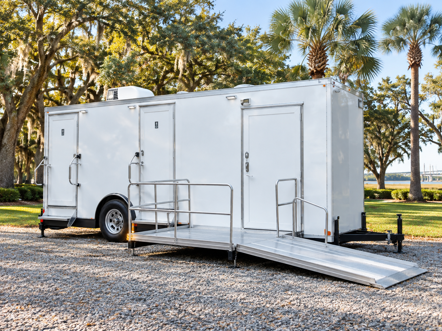 Luxe ADA + 2 accessible restroom trailer for Charleston-area events