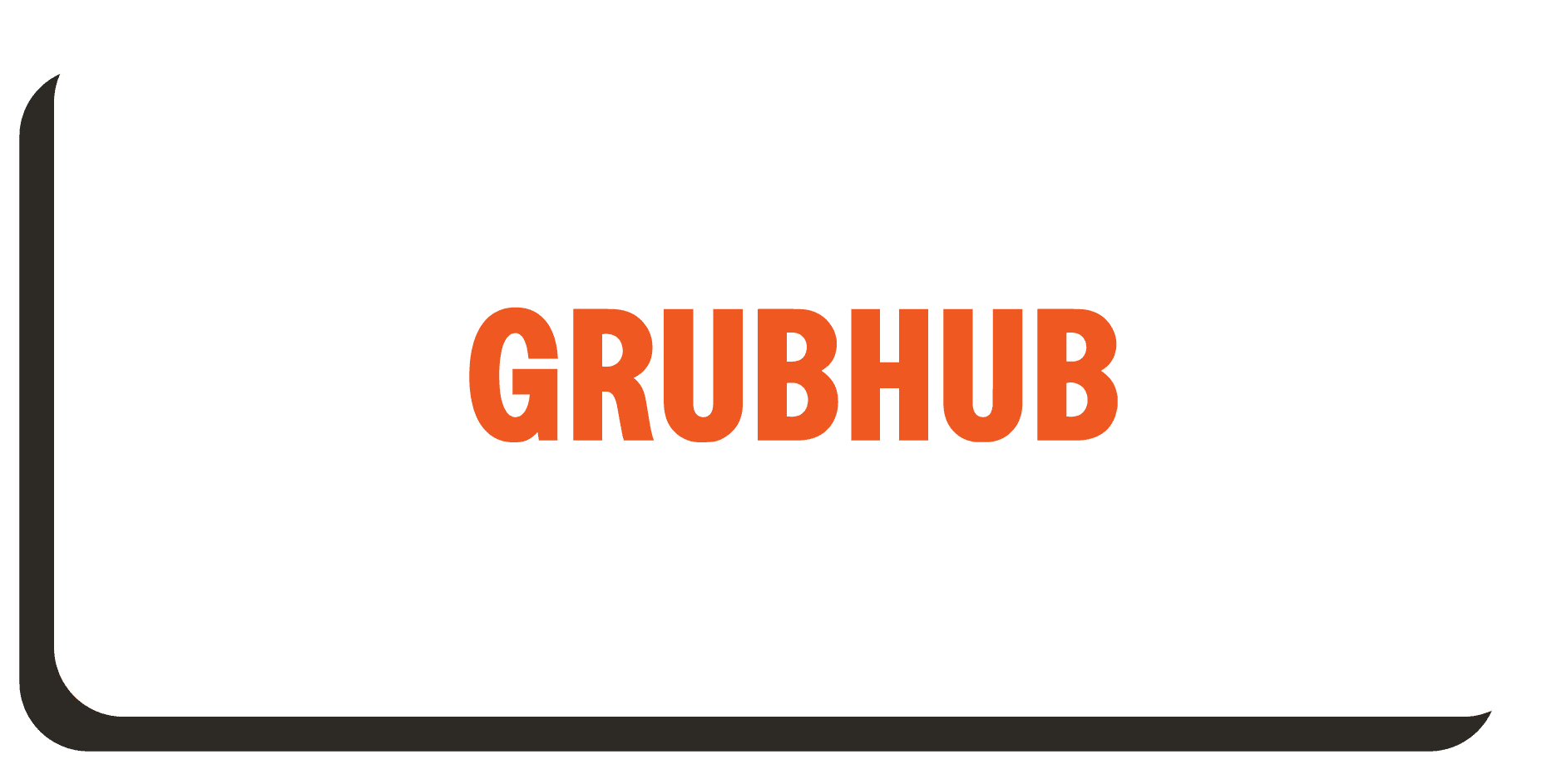 Grubhub logo on a white background with rounded corners and a black shadow.