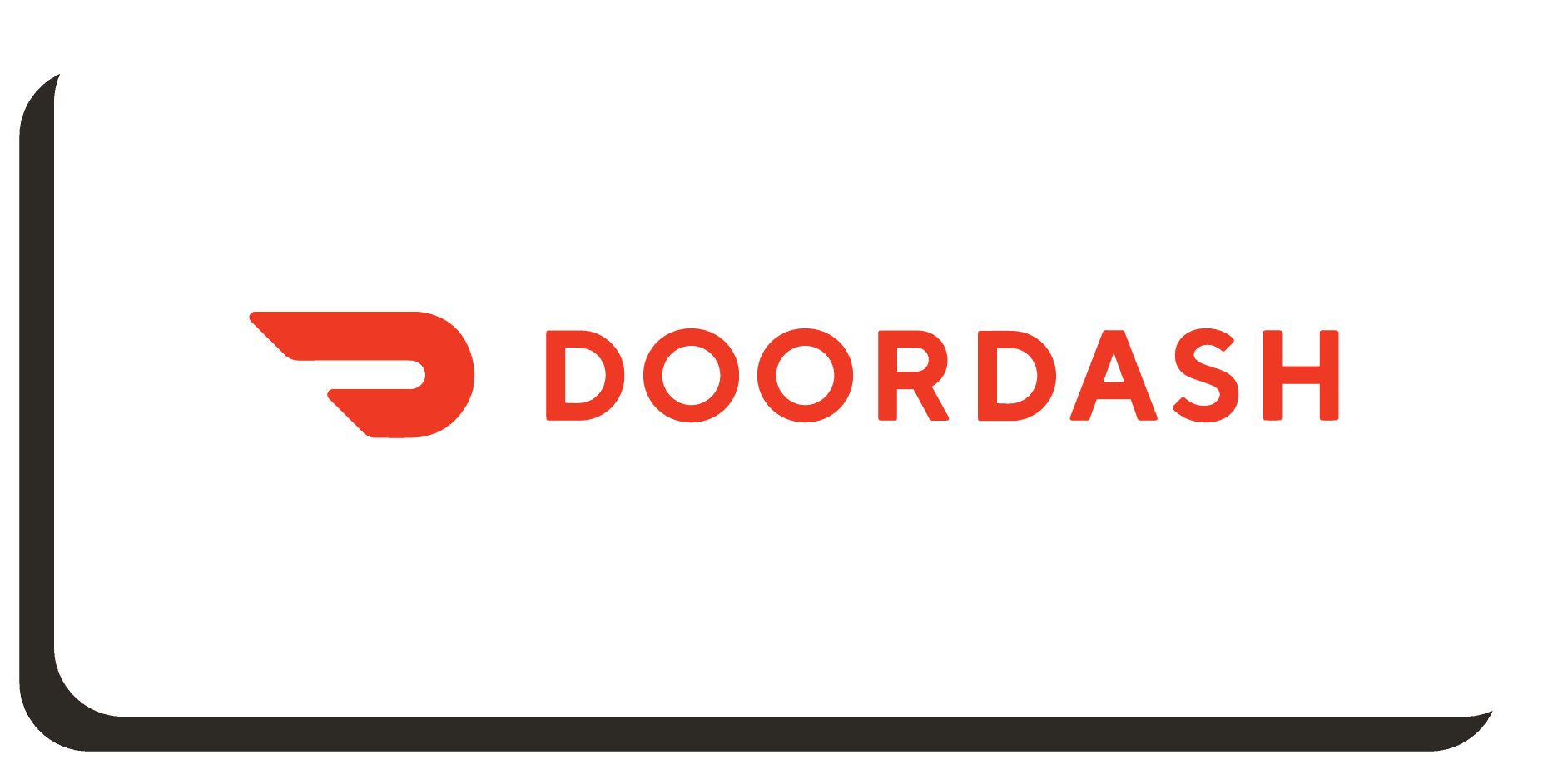 DoorDash logo with a red stylized D and the word "DOORDASH" in red capital letters on a white background