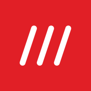 White three diagonal lines on a red background.