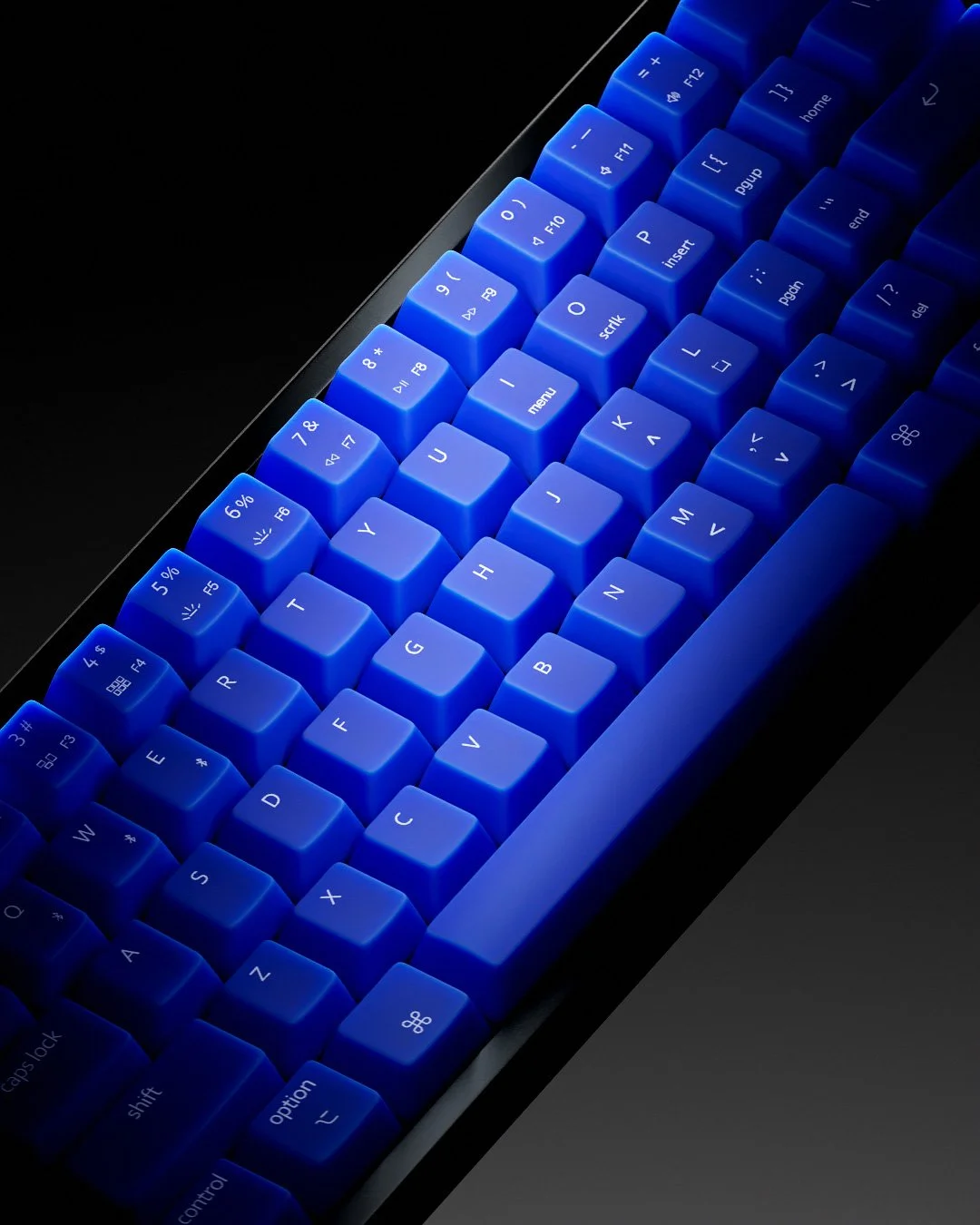 Tastiera con tasti illuminati di colore blu