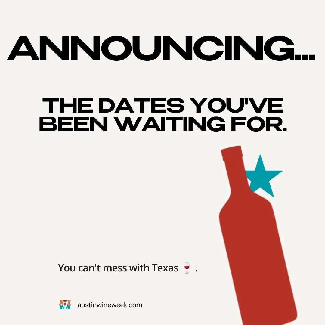 🚨 ANNOUNCING THE OFFICIAL DATES 🚨

You asked. Repeatedly.

So we&rsquo;re making it official:
Austin Wine Week returns April 10&ndash;17, 2027.

After an inaugural year that exceeded every expectation, we&rsquo;re coming back bigger, bolder, and ev