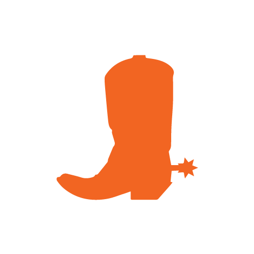 Silhouette of a cowboy boot with a star-shaped spur.