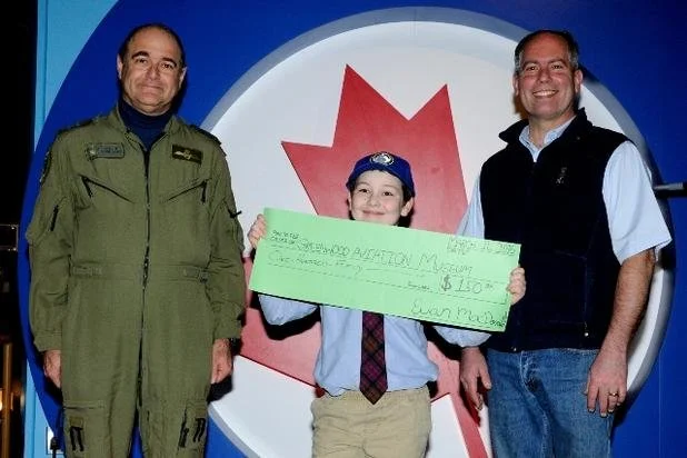  Euan MacDonald left some of the funds from his own Lancaster dream with the Greenwood Military Aviation Museum March 11, following a specially-arranged tour of the museum and 14 Wing Greenwood. He wanted to support restoration work on the museum’s L