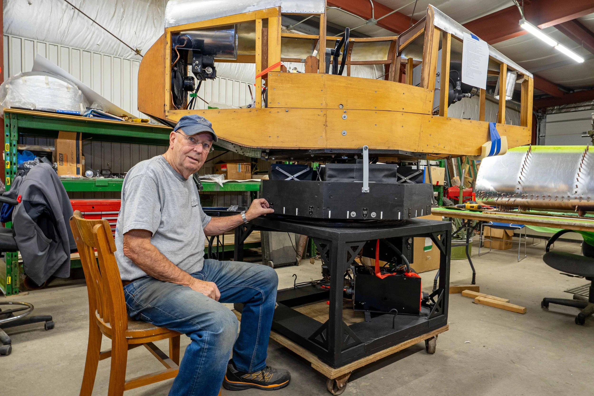 GMAM Volunteer working on link trainer