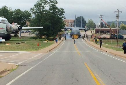 Hercules being moved to airpark - main gate