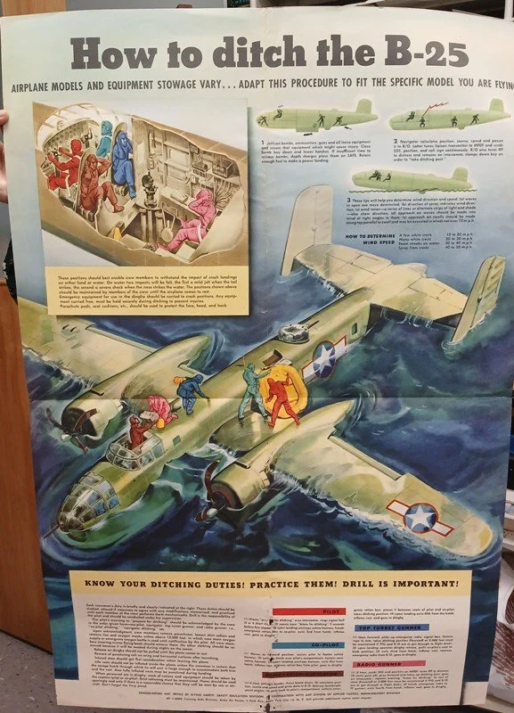 AIRCRAFT DITCHING CHART B-25 27" x 40"