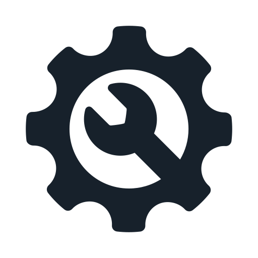 Een pictogram van een klok en een moersleutel binnen een tandwiel, symbool voor tijdbeheer of machineonderhoud.