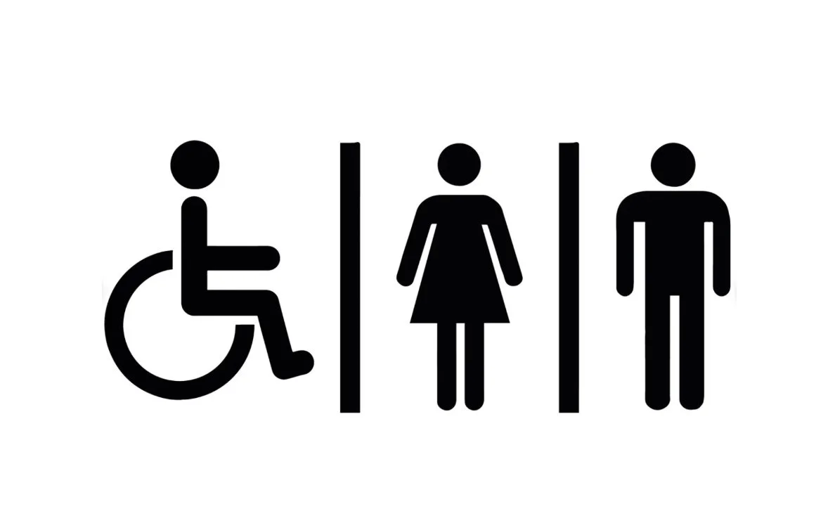 Behindertengerechtes WC, Frauen-WC, Männer-WC