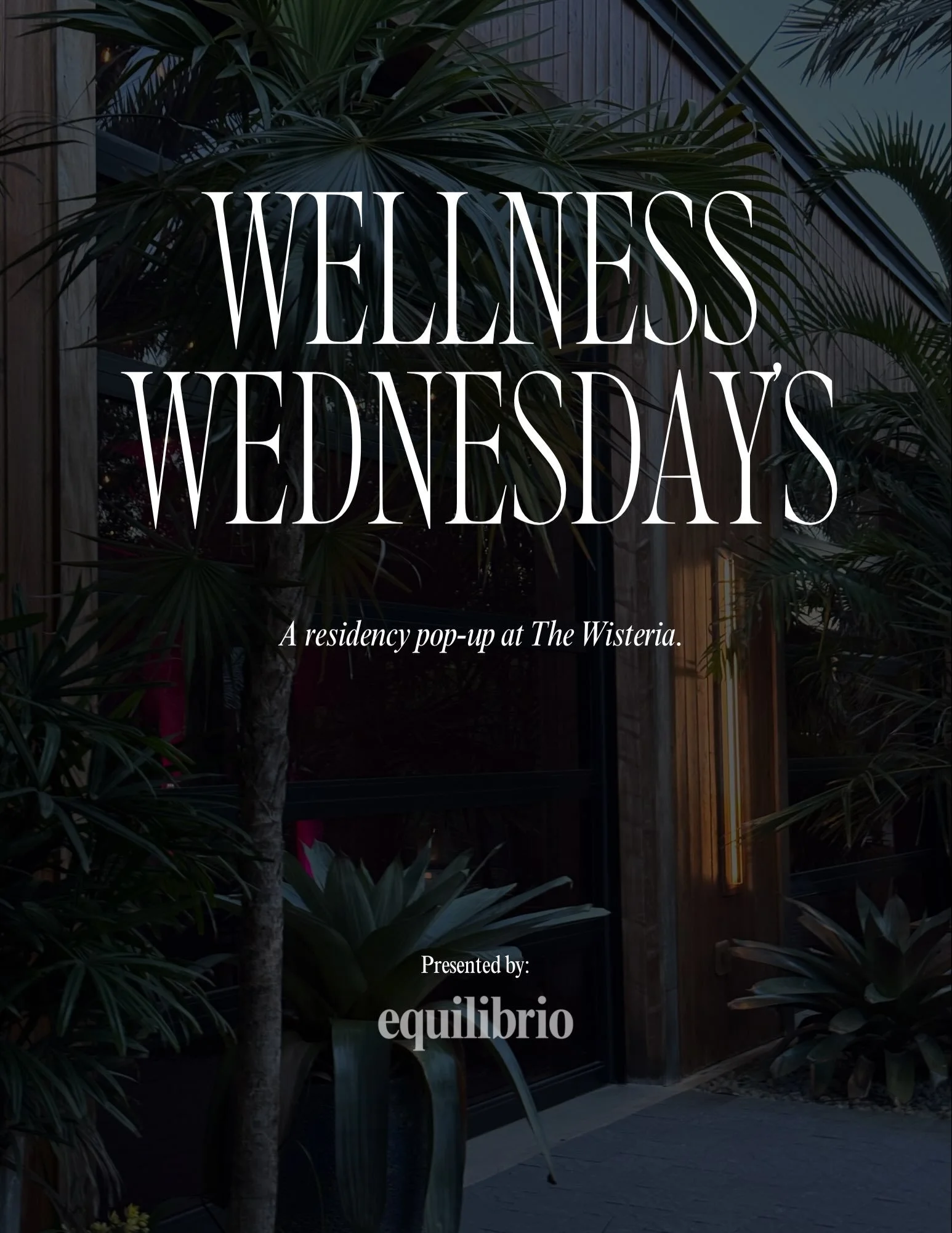 Clear your Wednesday evenings!!!! Equilibrio will be @thewisteria.garden for Wellness Wednesdays. 

🤸🏽&zwj;♀️Mat Pilates
🧊Hydration + Cold towels
⚡️Recovery by @rhw_pembrokepines 
🎶Buen Ambiente. Buena Gente. 
🌴Gorgeous location

TAG THE PERSON 