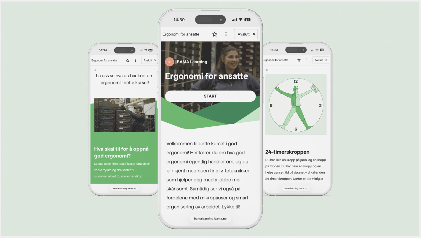  ➞  BAMA  Opplæring — Ergonomi