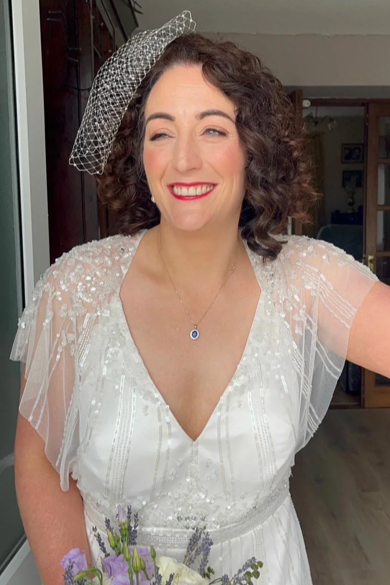 brown haired curly bride