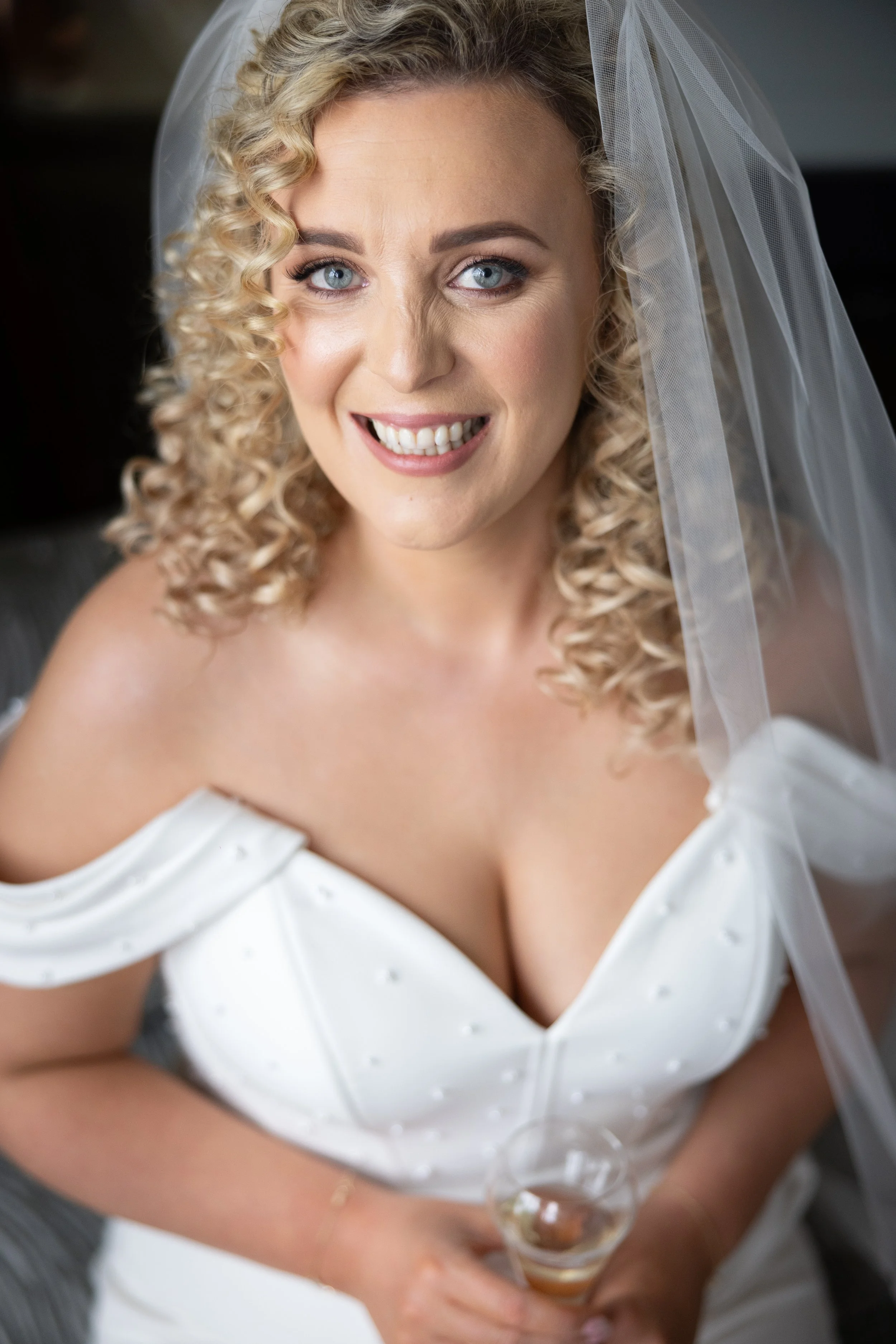 blonde curly haired bride