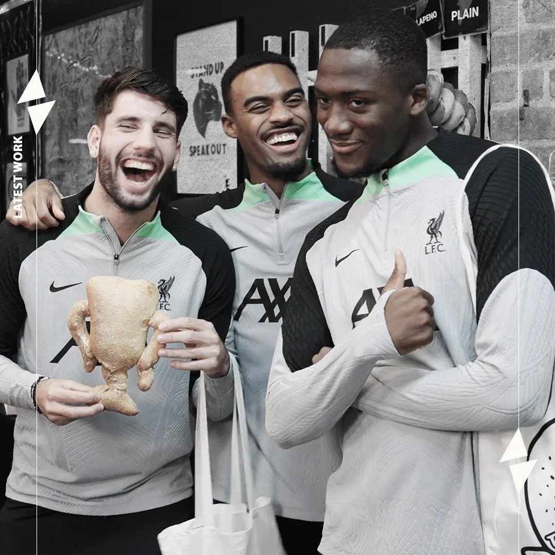 Here's a selection of our favourite moments from a recent project.
-
Presented by #VistaPrint, three #LFC stars, Szoboszlai, Konat&eacute;, and Gravenberch, visited the @bagelrypool in Liverpool to lend a hand and compete in a friendly cooking challe