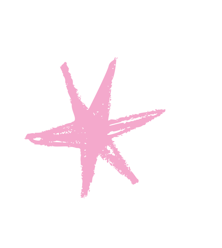 Pink starfish with five arms on a black background.