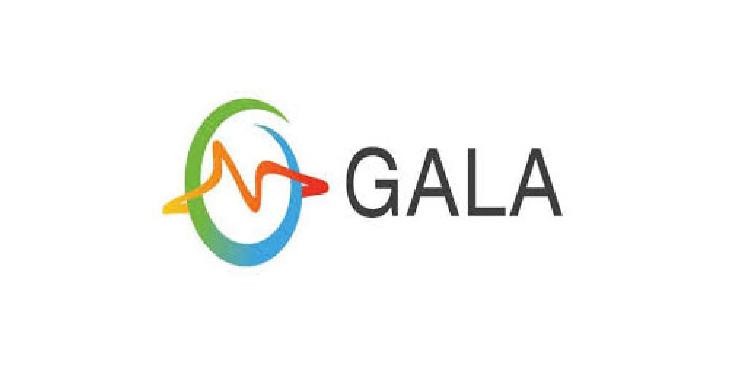 Logo con un cerchio colorato e linee che richiamano un cuore e un'onda, accanto la parola 'GALA'