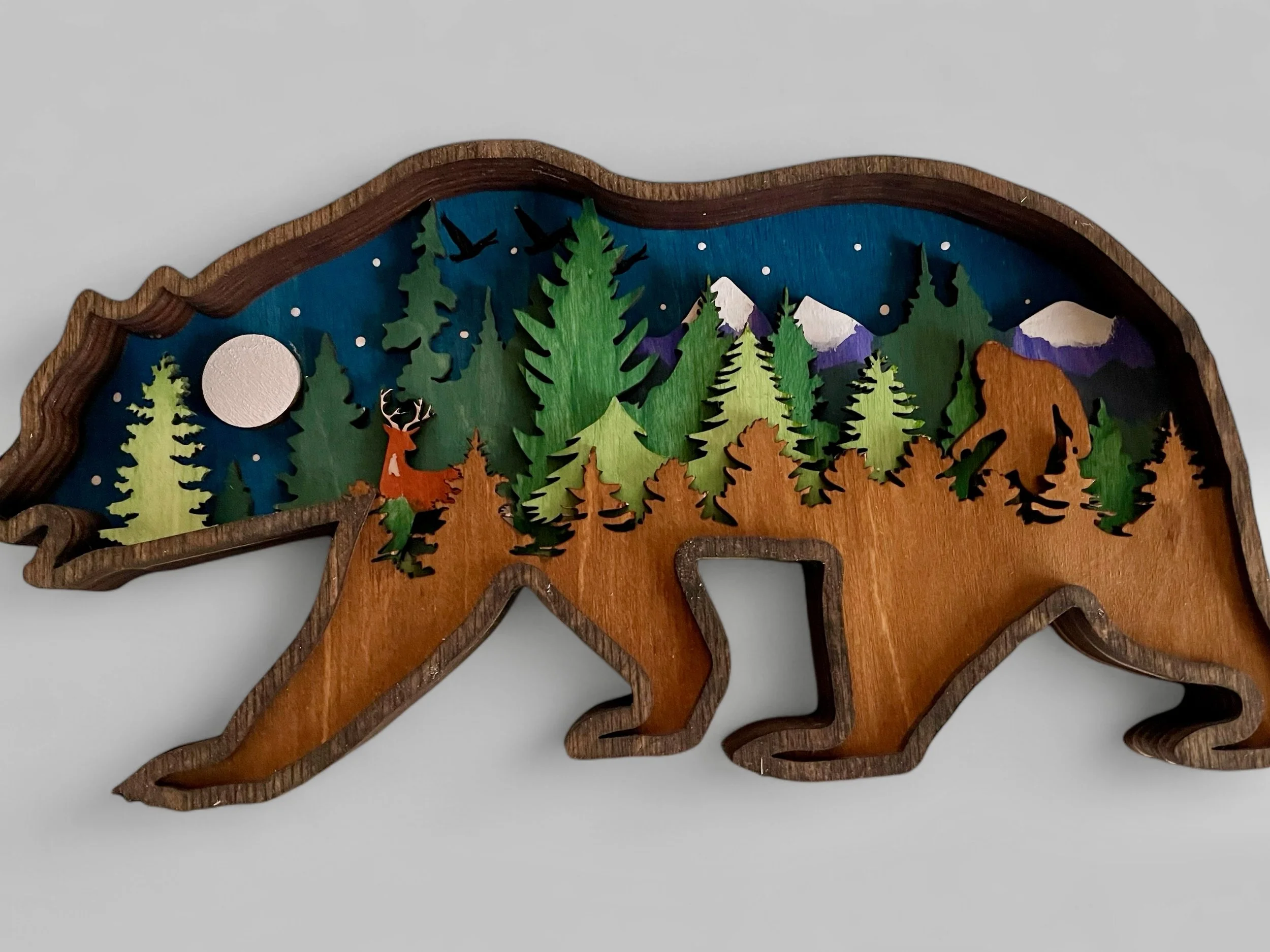 Big Foot Bear Layered Wood Art. Available in two sizes.