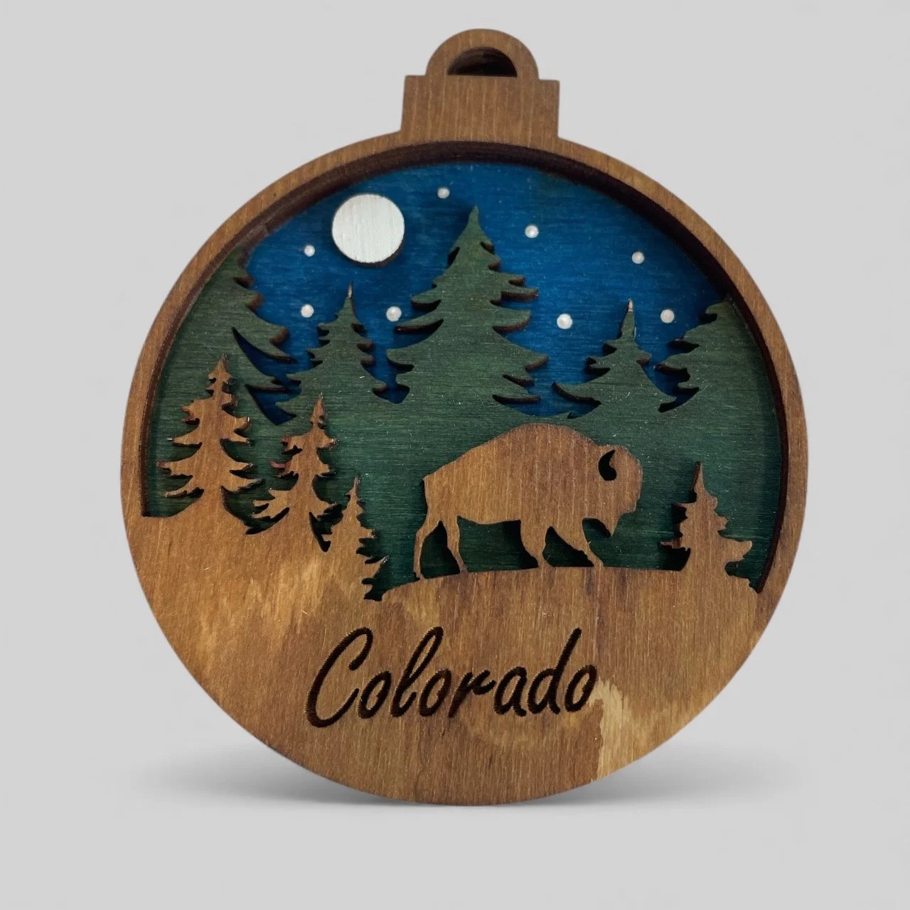 Multi-layer ornament or magnet made in Colorado USA. Fully customizable.