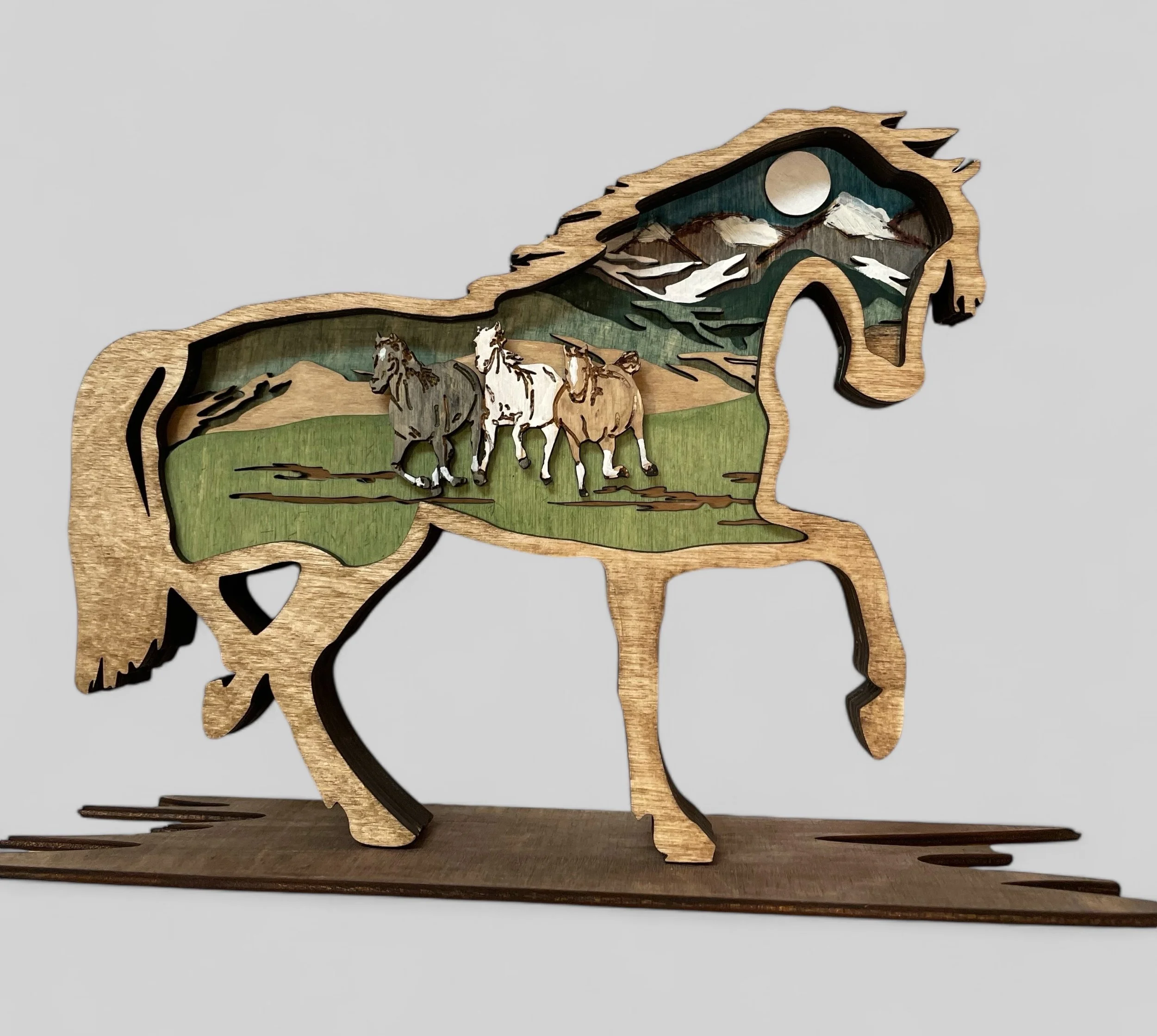Wild Horses Layered Wood Art. Available in two sizes.