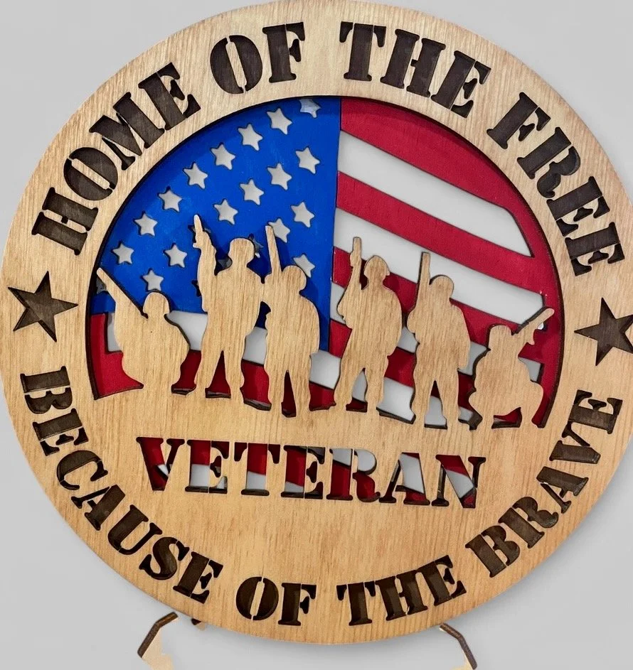 Layered Wood Veteran Tribute Sign. Available in two sizes.