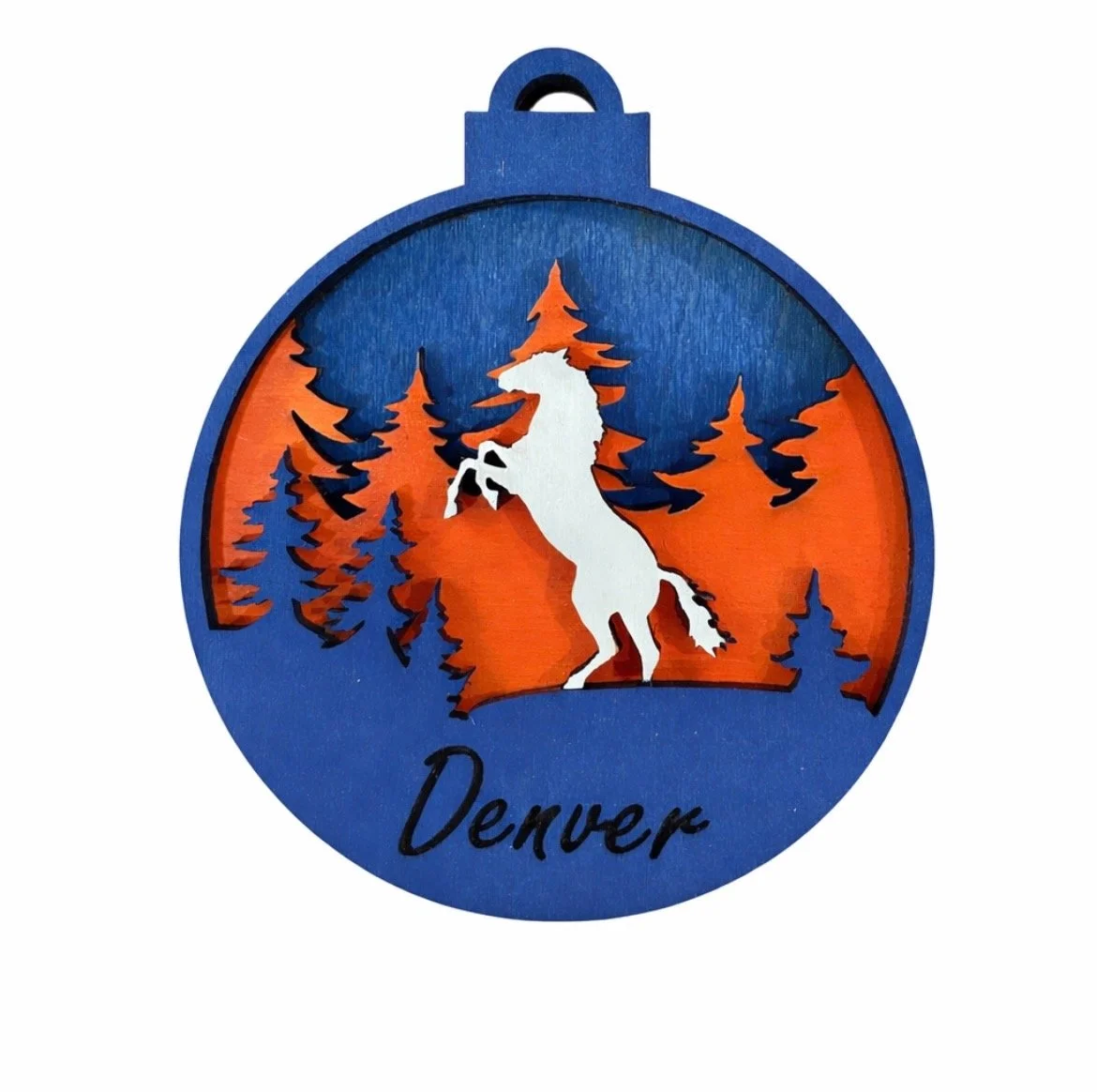 Multi-layer ornament or magnet made in Colorado USA. Fully customizable.