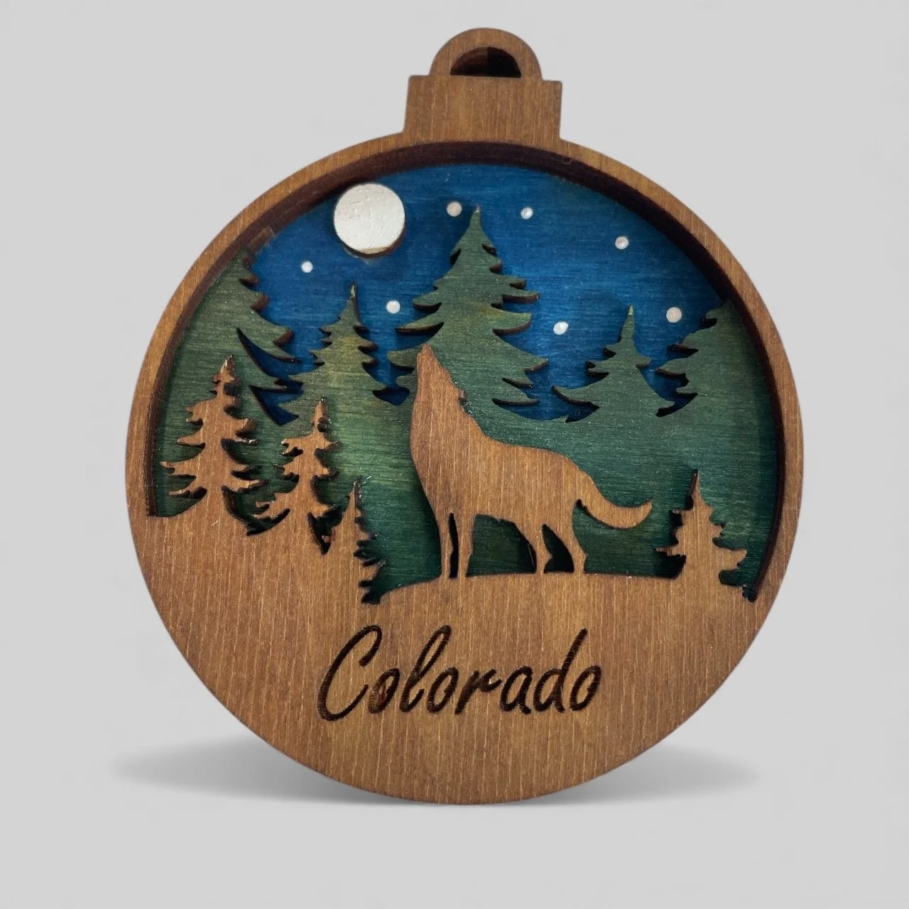 Multi-layer ornament or magnet made in Colorado USA. Fully customizable.