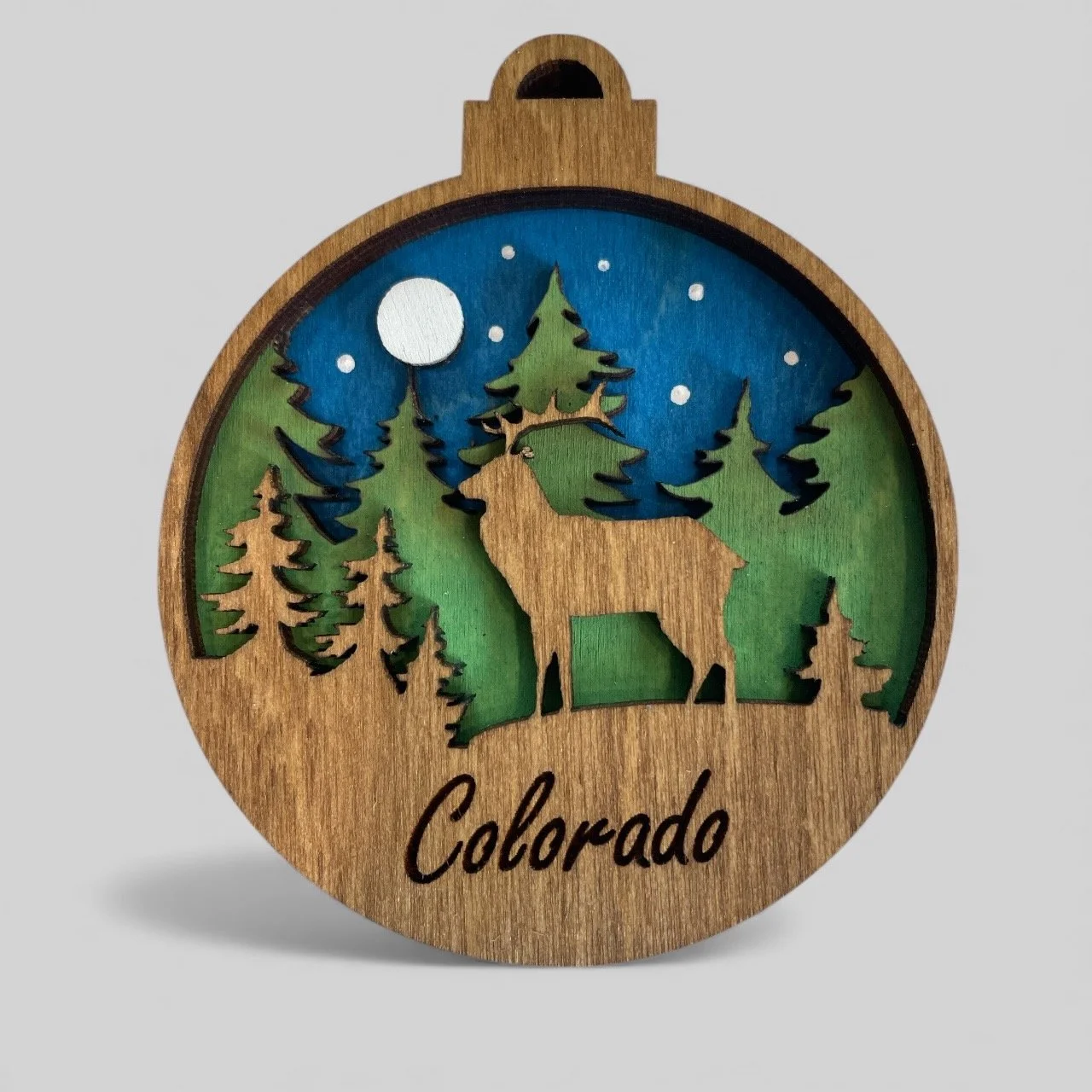 Multi-layer ornament or magnet made in Colorado USA. Fully customizable.