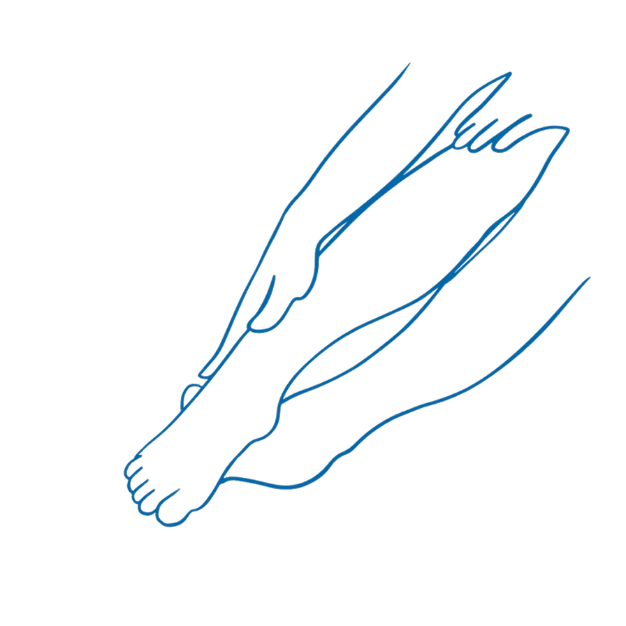 Woman running her hand down her leg