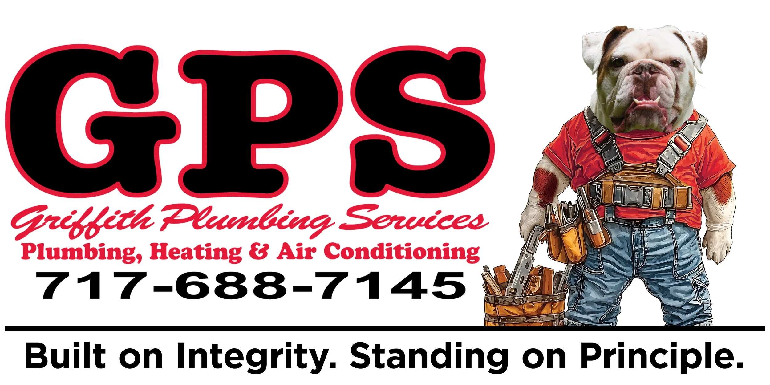 GPS with bulldog image and phone number