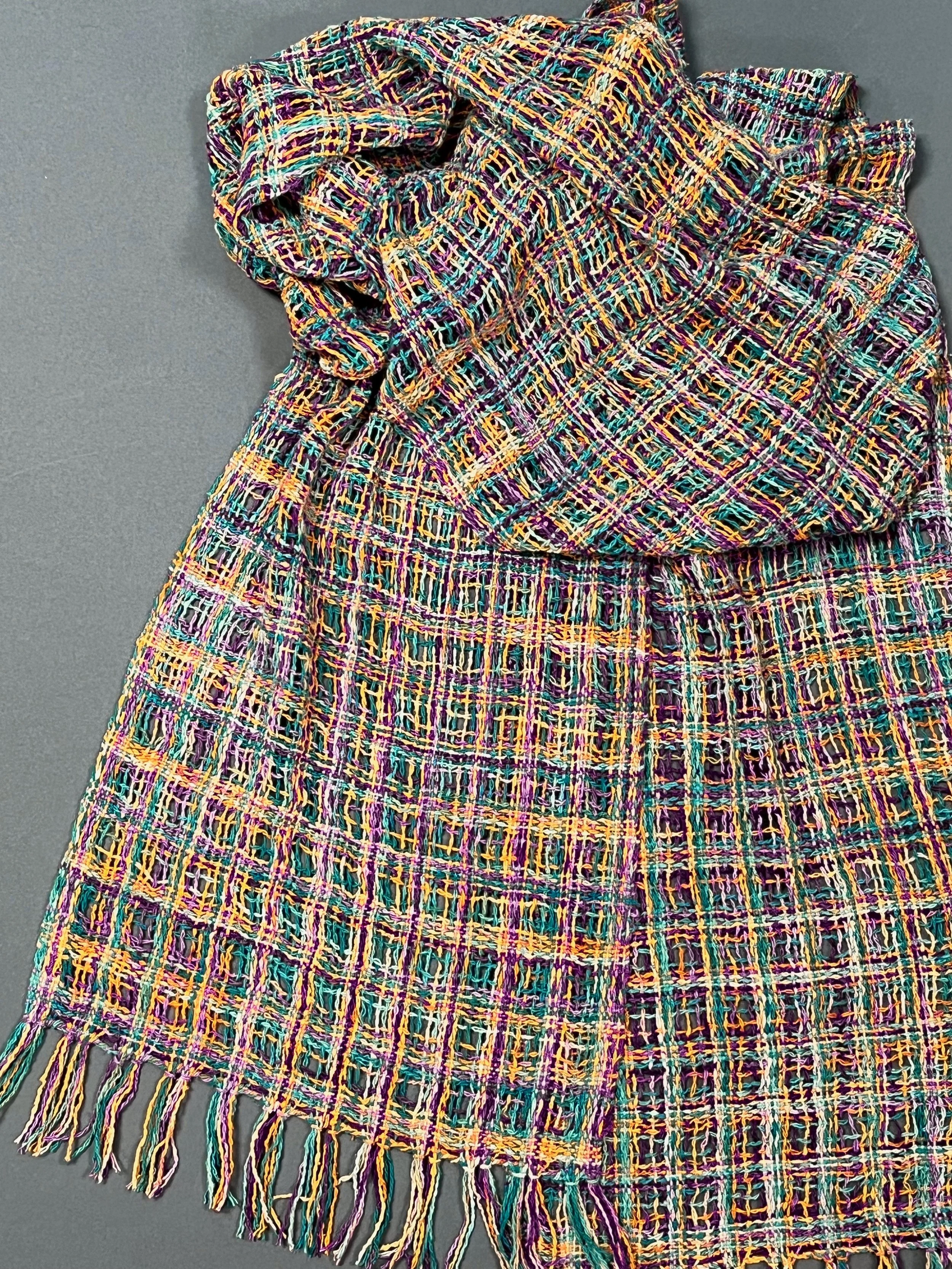 Sometimes the fiber says it all.  This hand-painted tussah silk is woven in an open plain weave which lets the colors sing.