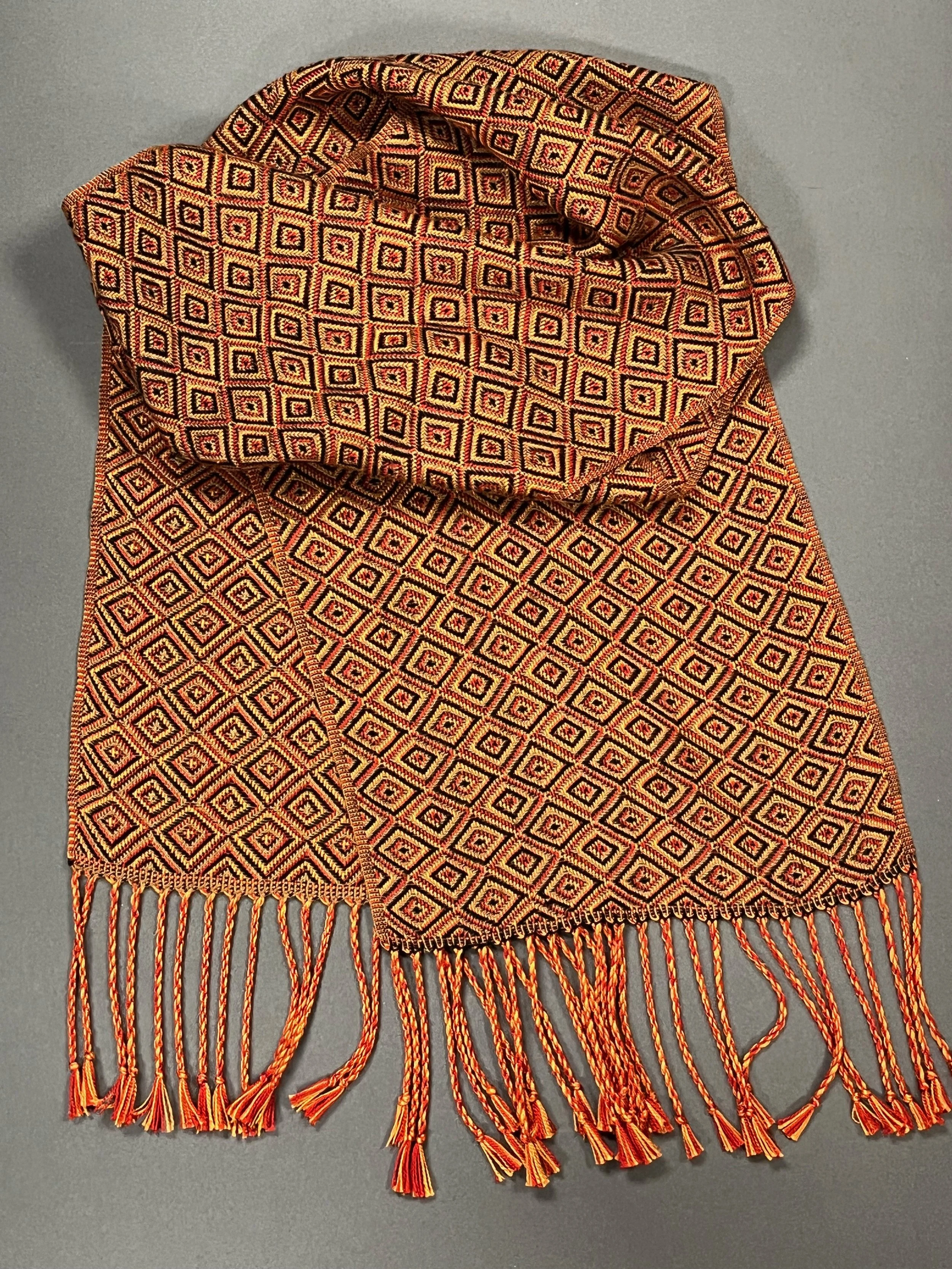 An integrated, advancing twill pattern in 100% silk