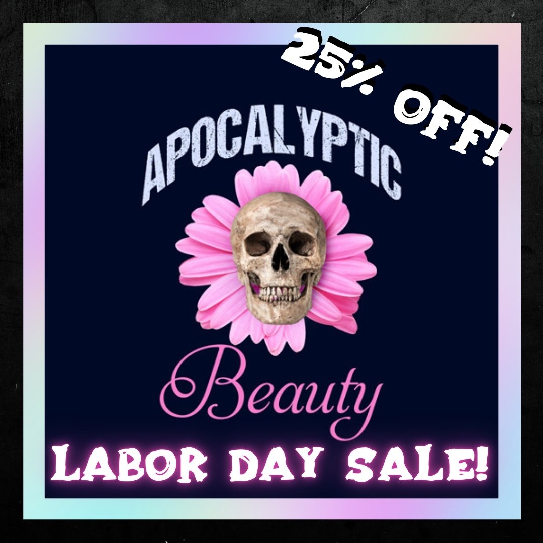 To celebrate Labor Day weekend, we're having a huge sale! Through Monday September 2nd, receive 25% off your entire order! 
And be on the lookout for the 2024 Halloween collection and Treat Bags coming very soon!😊
#apocalypticbeautycosmetics #apocal