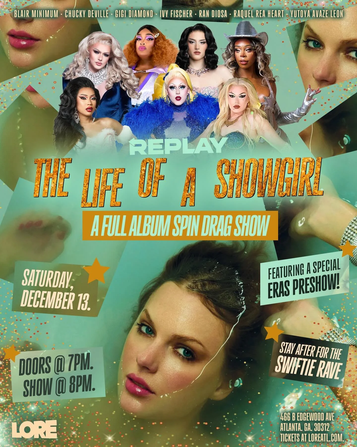 REPLAY: A Full Spin Drag Show celebrates &lsquo;The Life of a Showgirl&rsquo; on 12/13!

No Skips. No interruptions. Just the album you love, performed from start to finish!

Featuring a special ERAS Opening Set, all leading up the latest album. Brin
