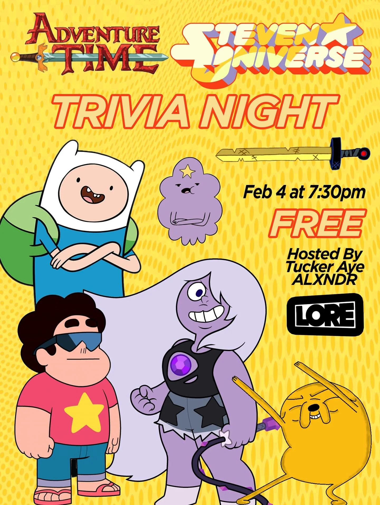 Coming up! A special edition of Triviyasss for all yall Steven Universe &amp; Adventure Time nerds ✨ free to play - followed immediately by the Steven Universe Drag Cabaret upstairs! Grab your tables and t!x for that while you still can!