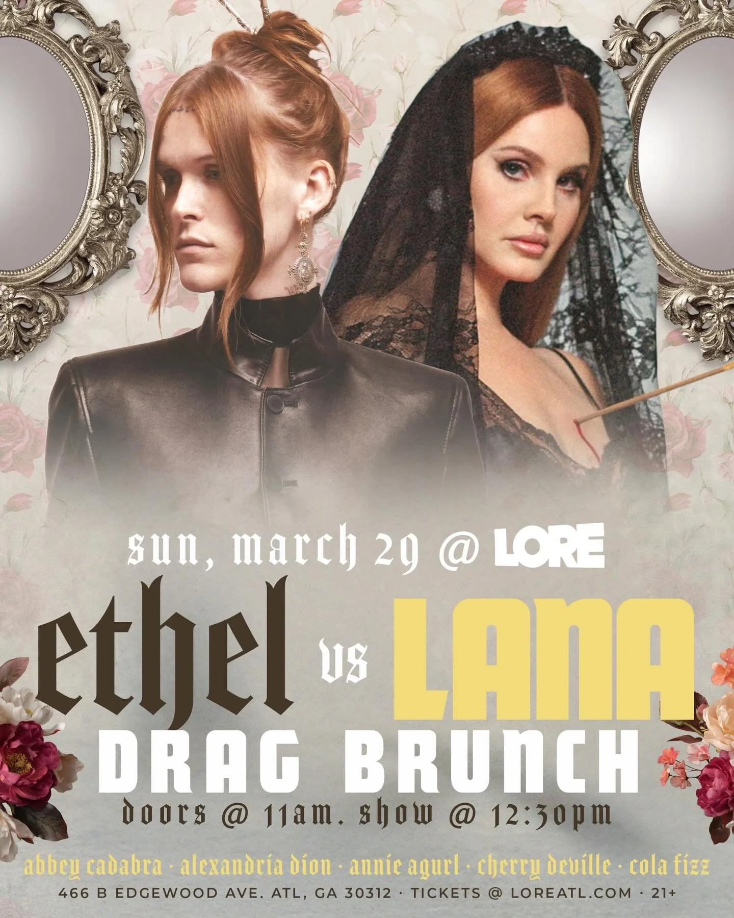 Team Ethel Cain ✝️ or Team Lana Del Rey 🥤?

ATL&rsquo;s most brooding drag performers take on the hits and deep cuts from your favorite 2 all-American sad girls!

Performances by::
Abbey Cadabra
Alexandria Dion
Annie Agurl
Cherry DeVille
Cola Fizz

