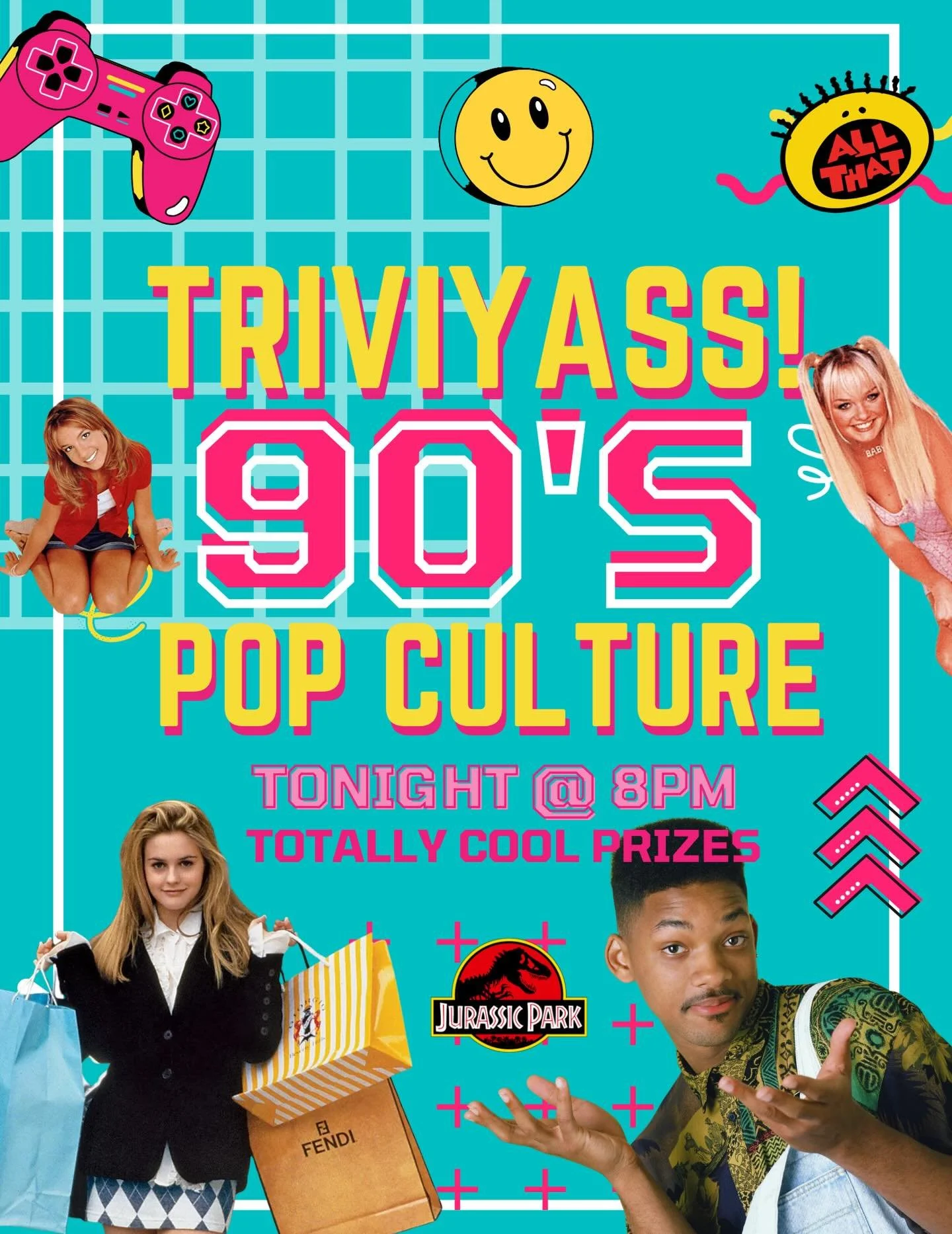 2Nite at 8pm! Free to play 90s pop culture trivia downstairs with @tuckerayealxndr - win some prizes!