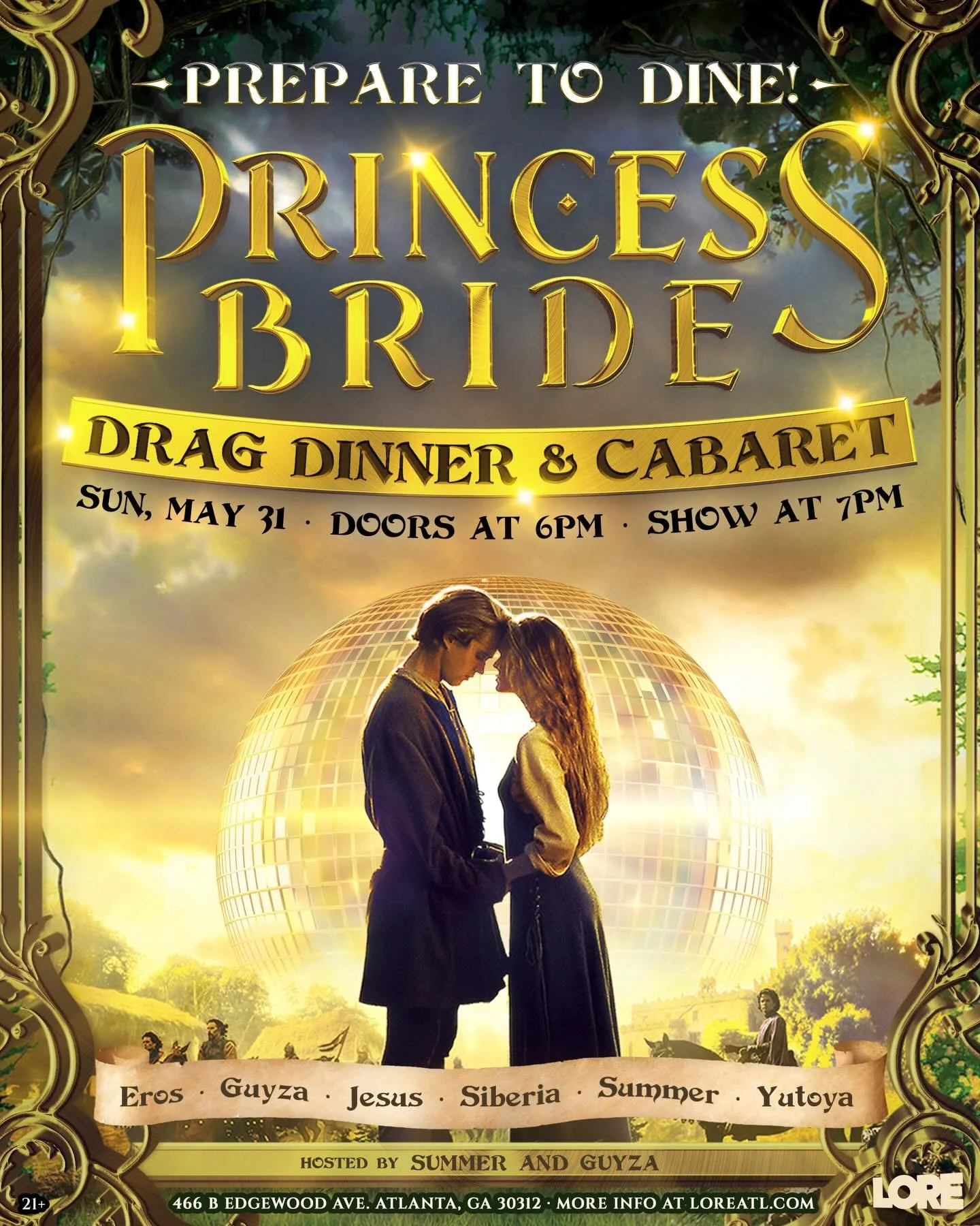 AS YOU WISH! 🗡️ 👰&zwj;♂️ 

Join us for a night of camp and chaos celebrating the cult classic The Princess Bride! 

Enjoy our late night food menu + theme cocktail menu inspired by the film, transporting you straight to the Kingdom of Florin. There