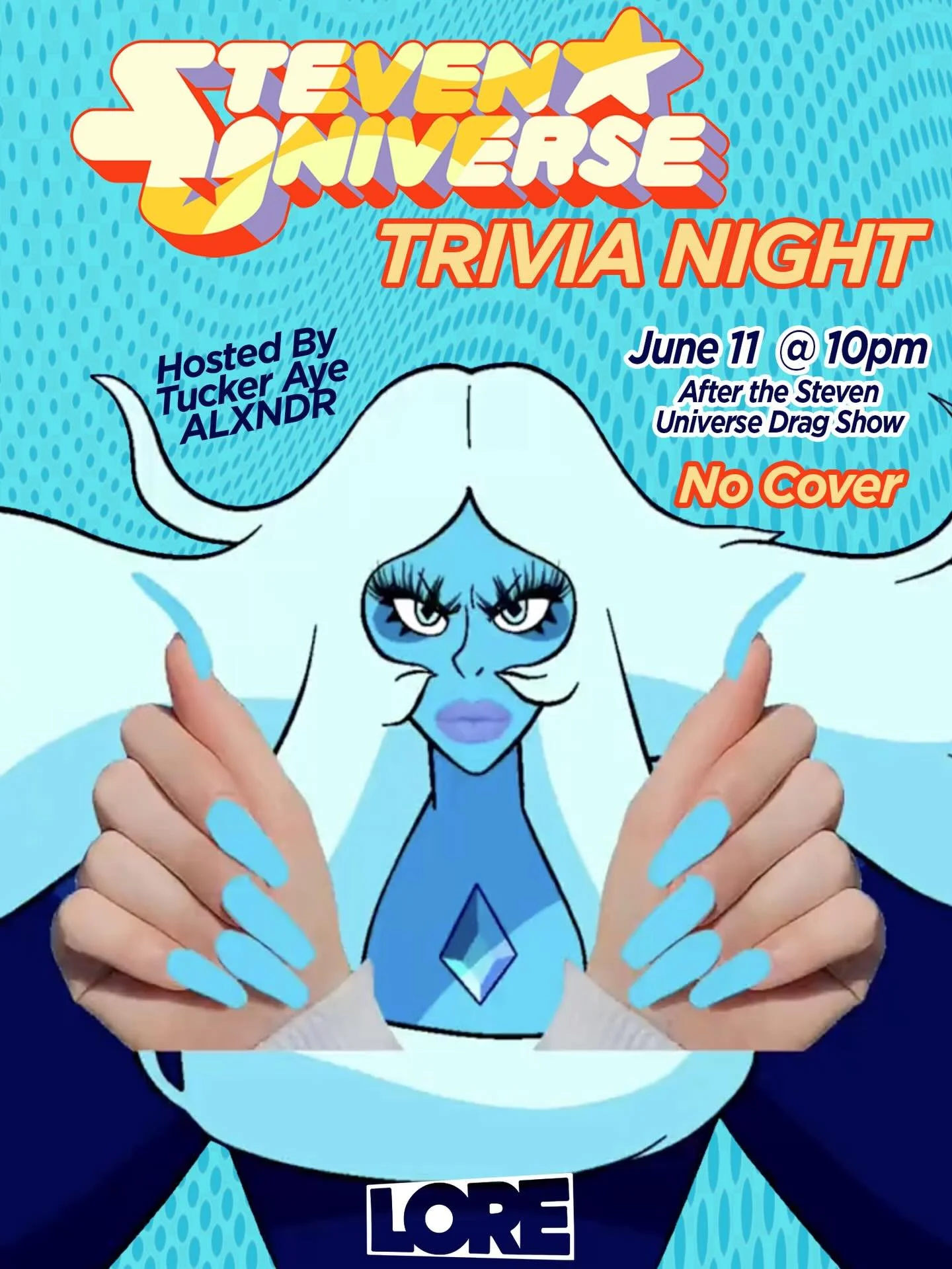 Queer nerds rejoice - Steven Universe Night at LORE is back this Thursday, June 11! 
💎 8pm - Steven Universe Drag Dinner - Upstairs, Ticketed cabaret show 
💎 10pm - Steven Universe Trivia - Downstairs, Free to Plau
